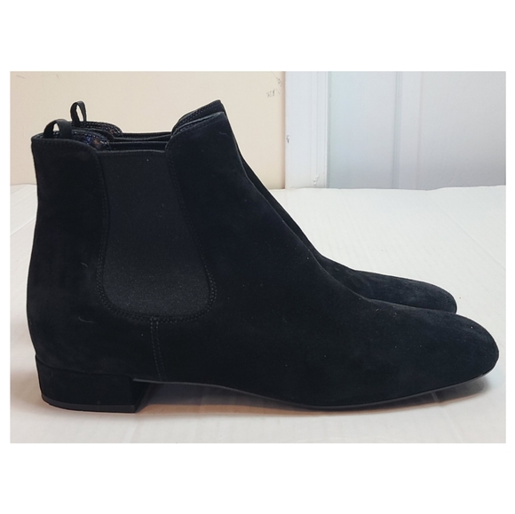 PRADA Black Suede Ankle Chelsea Booties - Picture 12 of 13